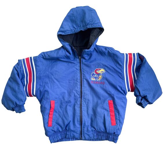 Vtg 1990s Pro Player University of Kansas Jayhawks Coat Reversible Youth 10-12 - Picture 3 of 13